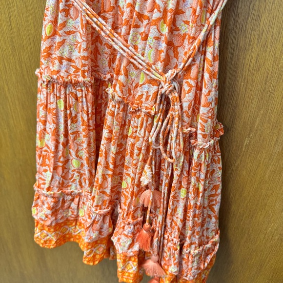 Poupette St Barth Bona Short Sleeve Mini Length Lemon Print Orange Large L - Picture 8 of 14